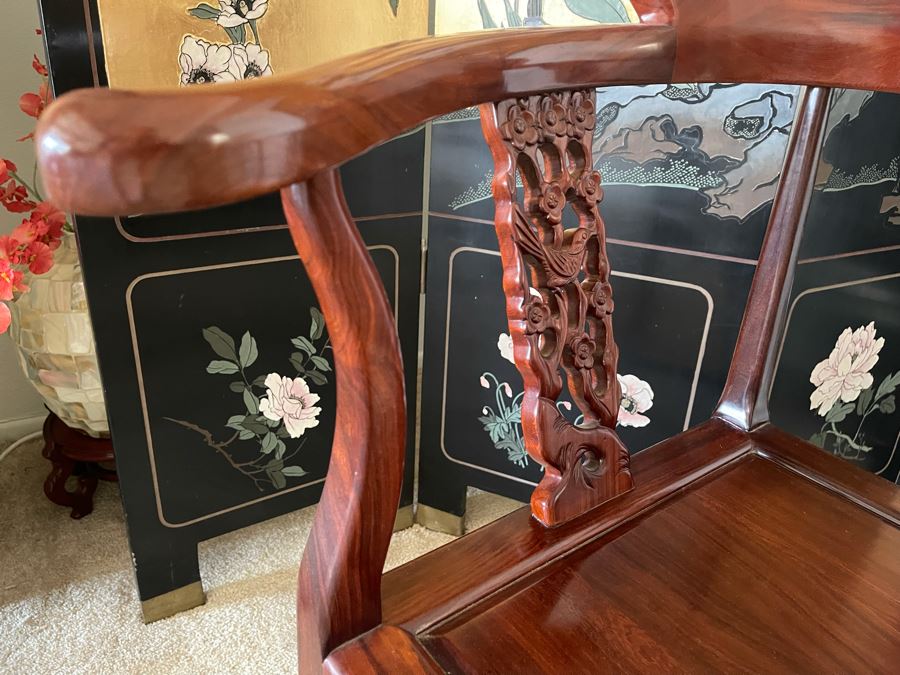 Chinese Carved Rosewood Corner Chair 27W X 22D X 34H [Photo 5]
