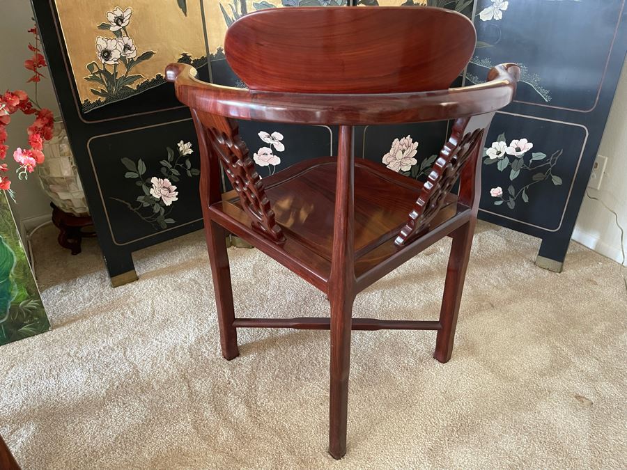 Chinese Carved Rosewood Corner Chair 27W X 22D X 34H [Photo 7]