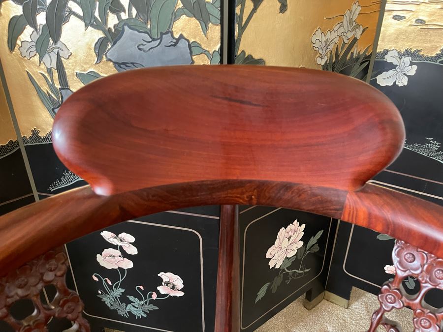 Chinese Carved Rosewood Corner Chair 27W X 22D X 34H [Photo 5]