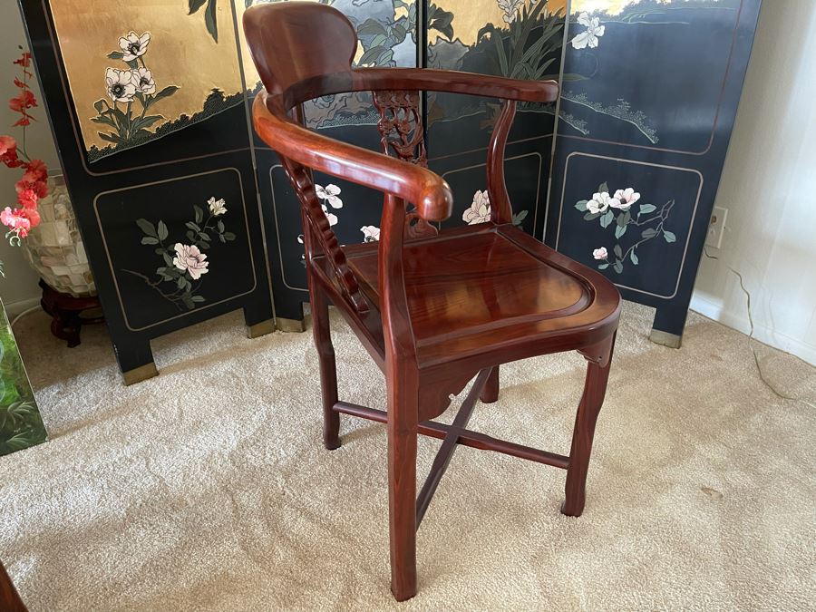 Chinese Carved Rosewood Corner Chair 27W X 22D X 34H [Photo 6]