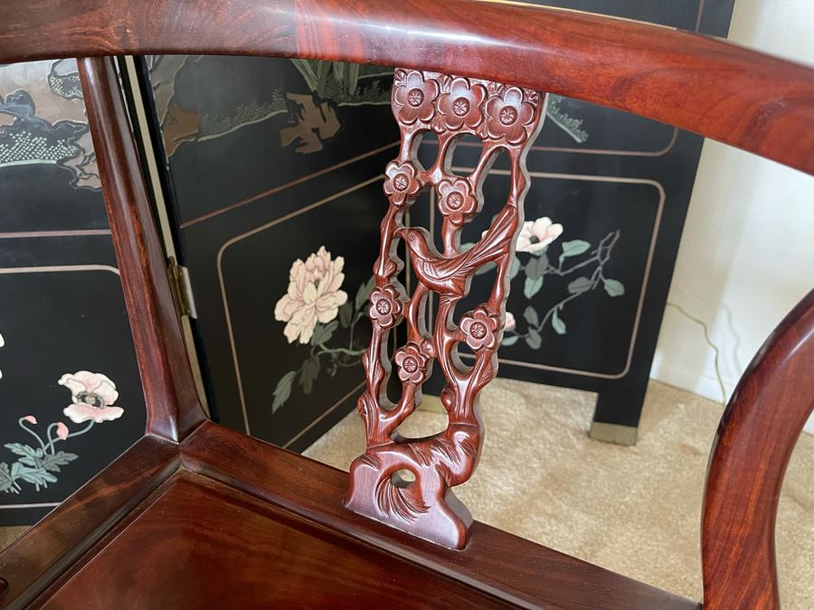 Chinese Carved Rosewood Corner Chair 27W X 22D X 34H [Photo 3]
