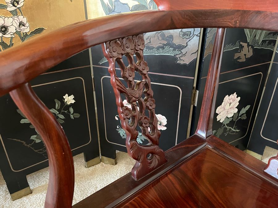 Chinese Carved Rosewood Corner Chair 27W X 22D X 34H [Photo 4]