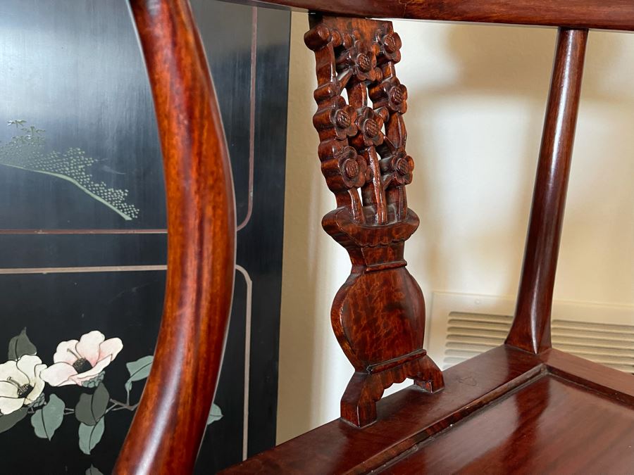Chinese Carved Wooden Corner Chair 27W X 22D X 33H [Photo 4]