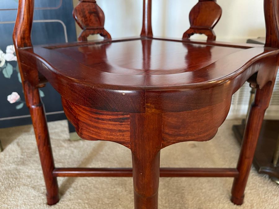 Chinese Carved Wooden Corner Chair 27W X 22D X 33H [Photo 6]