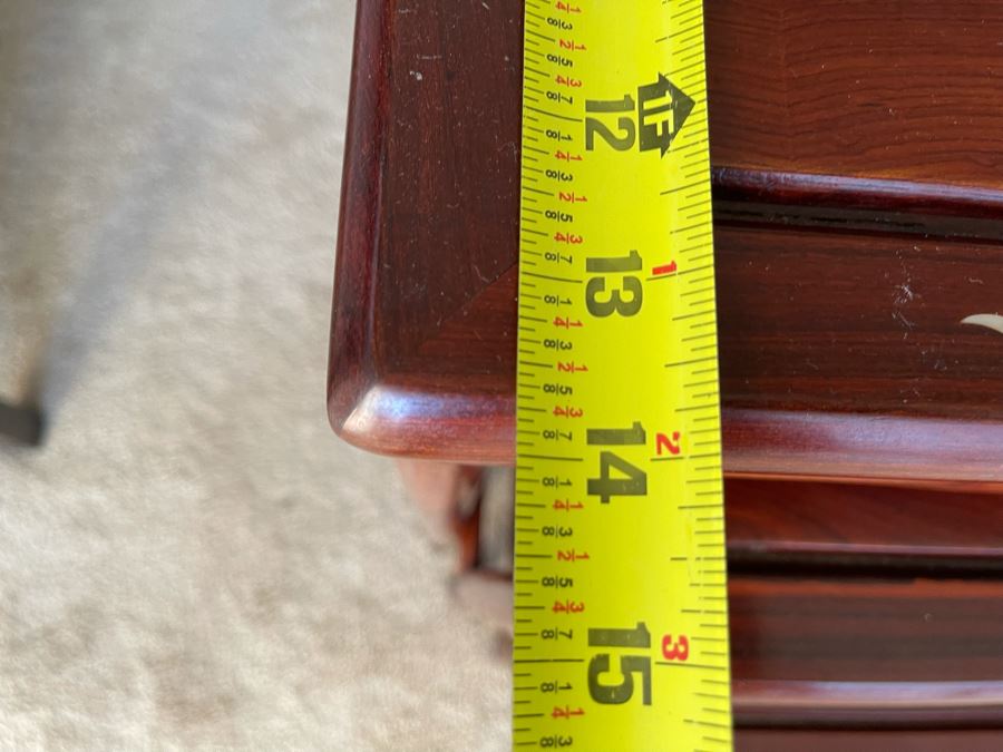 Chinese Mother Of Pearl Inlay Wooden Nesting Tables (3 Tables) 20W X 14D X 26H [Photo 13]