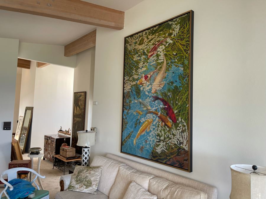 VERY LARGE (Looks Small In Photos) Koi Pond II Canvas Print 7'H X 56'W Retails $2,659 [Photo 12]