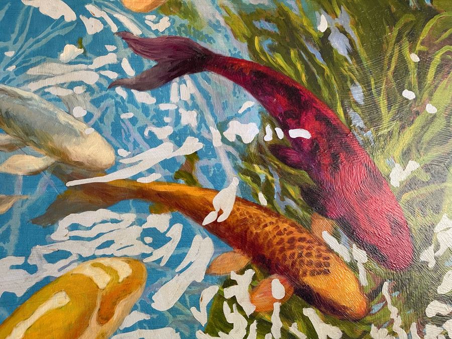 VERY LARGE (Looks Small In Photos) Koi Pond II Canvas Print 7'H X 56'W Retails $2,659 [Photo 7]