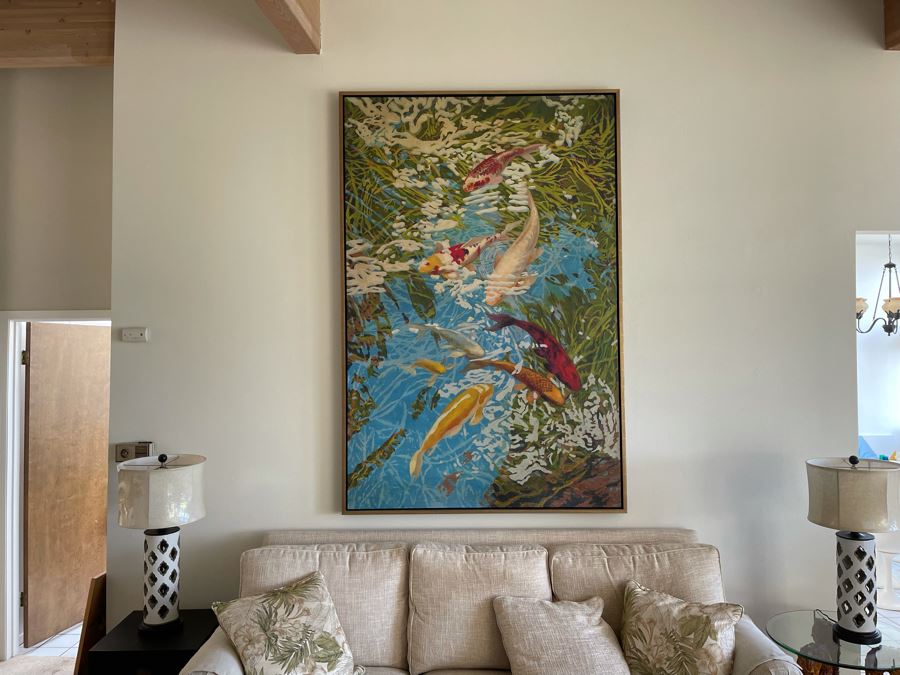 VERY LARGE (Looks Small In Photos) Koi Pond II Canvas Print 7'H X 56'W Retails $2,659 [Photo 3]
