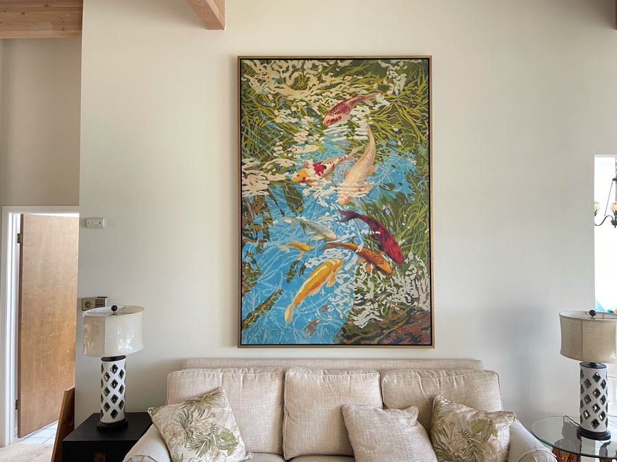 VERY LARGE (Looks Small In Photos) Koi Pond II Canvas Print 7'H X 56'W Retails $2,659 [Photo 1]