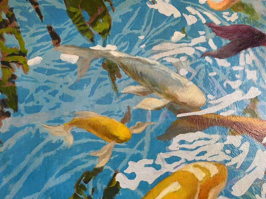 VERY LARGE (Looks Small In Photos) Koi Pond II Canvas Print 7'H X 56'W Retails $2,659 [Photo 6]