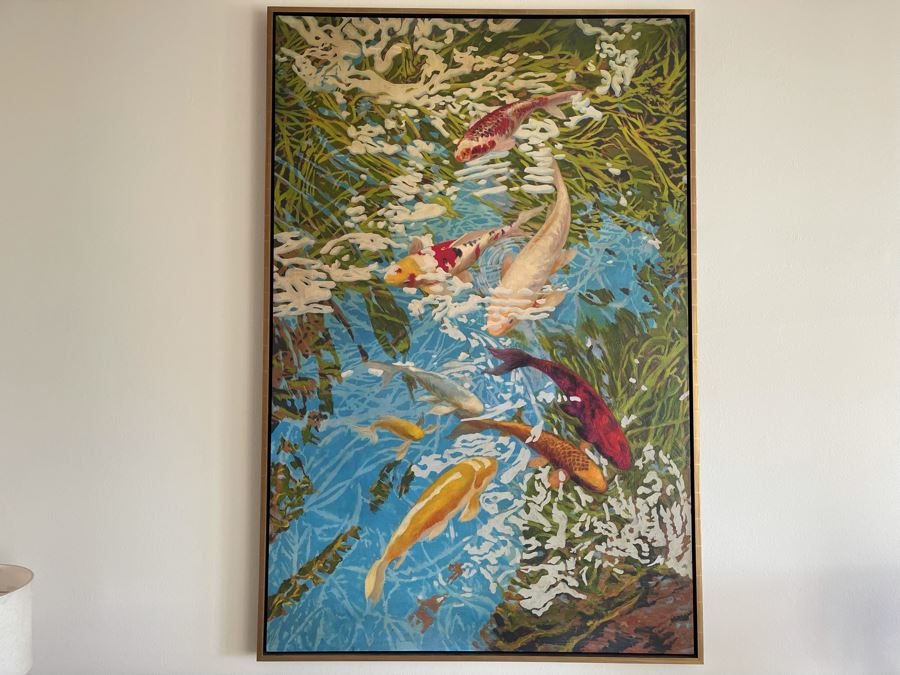VERY LARGE (Looks Small In Photos) Koi Pond II Canvas Print 7'H X 56'W Retails $2,659 [Photo 4]