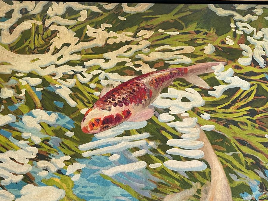 VERY LARGE (Looks Small In Photos) Koi Pond II Canvas Print 7'H X 56'W Retails $2,659 [Photo 9]