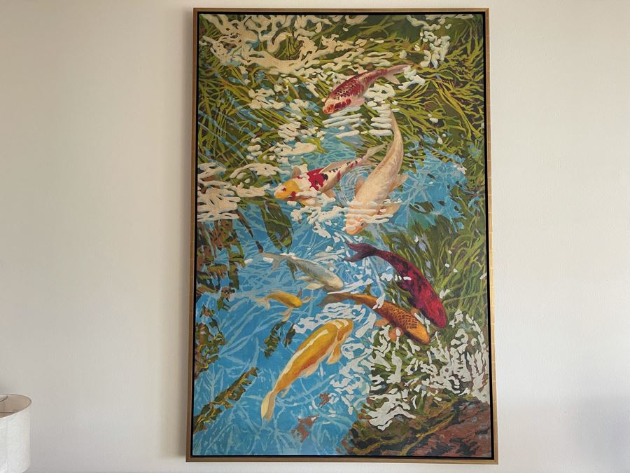 VERY LARGE (Looks Small In Photos) Koi Pond II Canvas Print 7'H X 56'W Retails $2,659 [Photo 2]