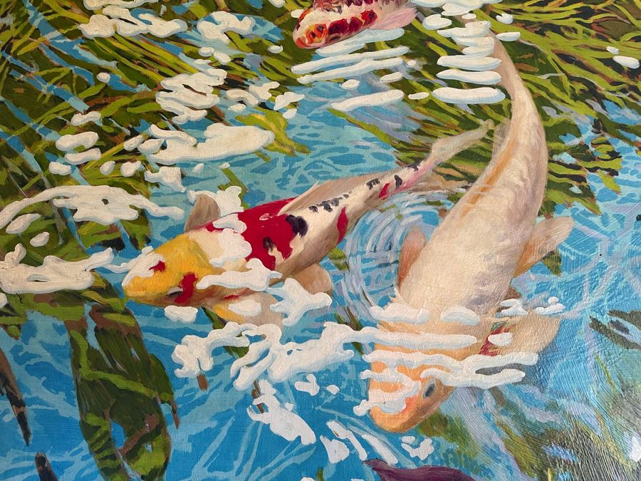 VERY LARGE (Looks Small In Photos) Koi Pond II Canvas Print 7'H X 56'W Retails $2,659 [Photo 8]