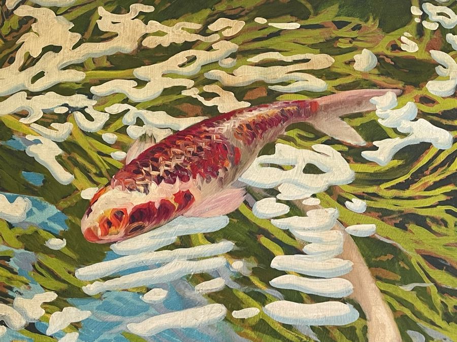 VERY LARGE (Looks Small In Photos) Koi Pond II Canvas Print 7'H X 56'W Retails $2,659 [Photo 10]