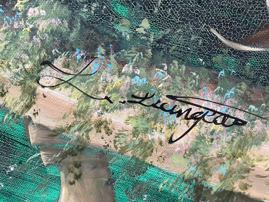 Large Signed Painting Of Cranes In Flight Signature Illegible 36W X 48H [Photo 8]