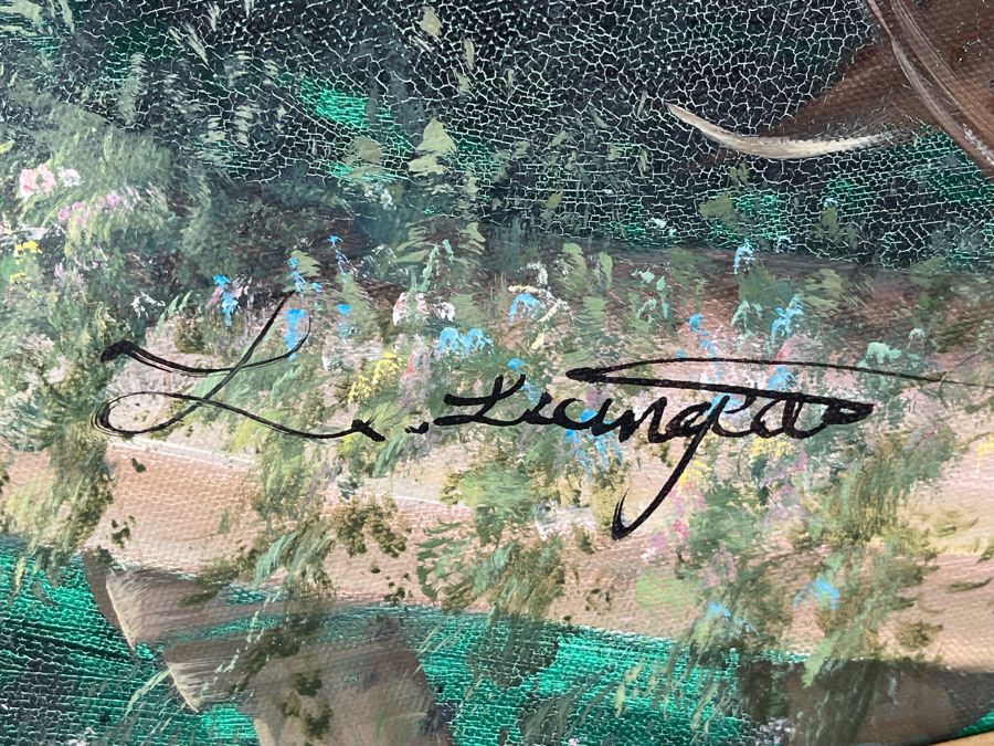 Large Signed Painting Of Cranes In Flight Signature Illegible 36W X 48H [Photo 9]