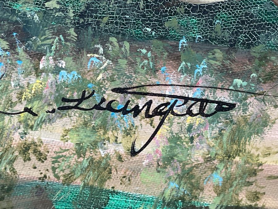 Large Signed Painting Of Cranes In Flight Signature Illegible 36W X 48H [Photo 10]