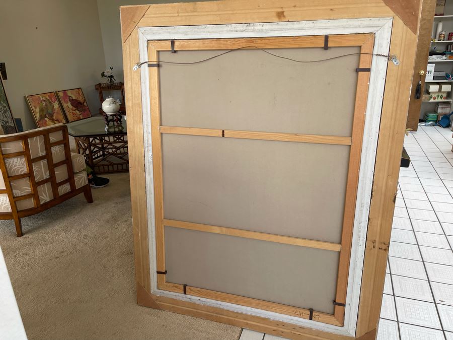 Large Signed Painting Of Cranes In Flight Signature Illegible 36W X 48H [Photo 12]