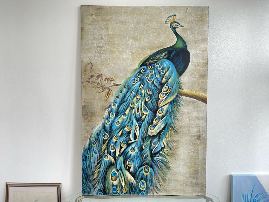 Uttermost Peacock Print On Board Titled Proud Papa 4' X 6' Retails $765 [Photo 1]