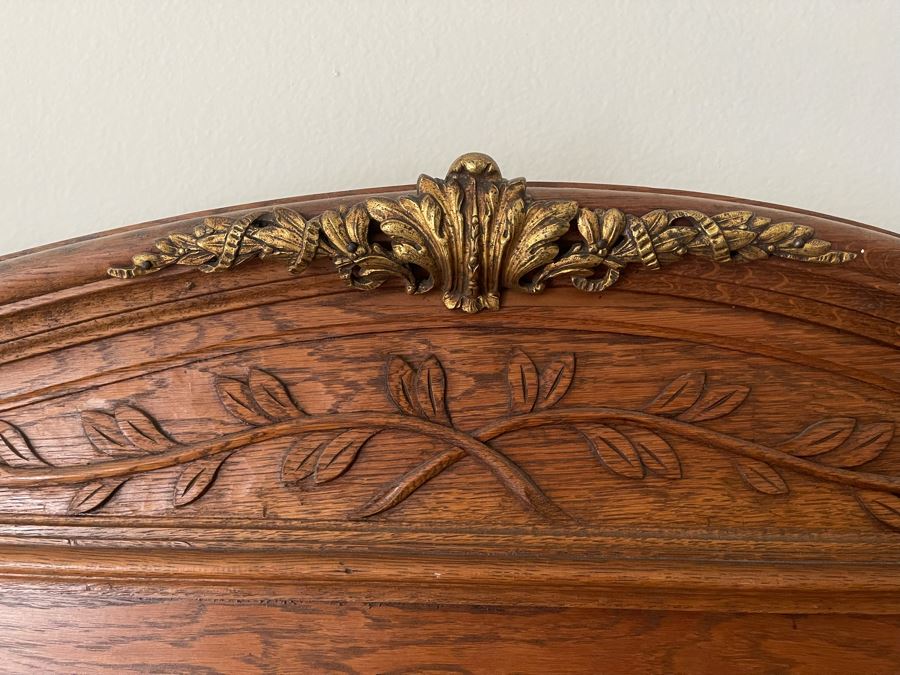 Vintage Carved Oak Chest With Marble Top And Mirror 48W X 22D X 75H [Photo 8]