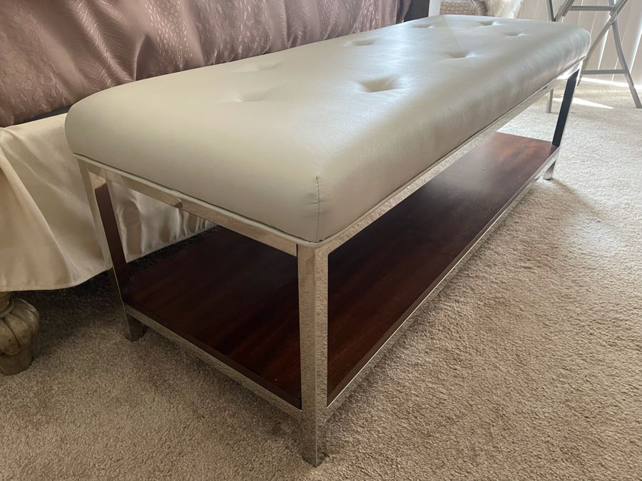 Hammary Furniture Modern Chrome Tufted Cocktail Bench [Photo 6]