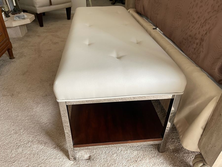 Hammary Furniture Modern Chrome Tufted Cocktail Bench [Photo 4]