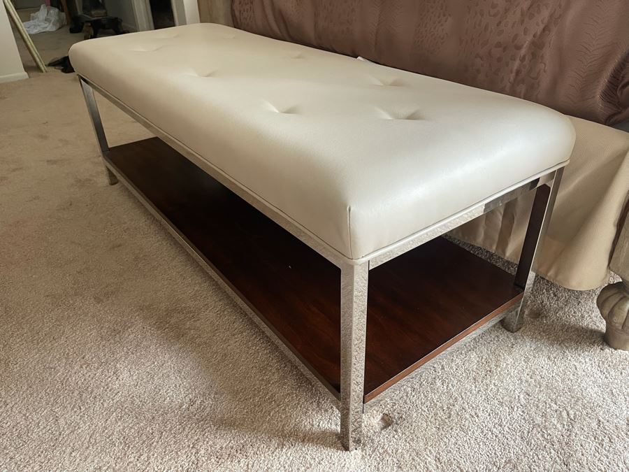 Hammary Furniture Modern Chrome Tufted Cocktail Bench [Photo 7]