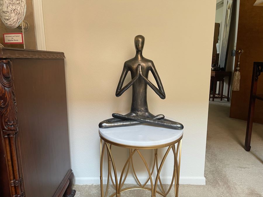 Ethan Allen Metal Sitting Bodhi Sculpture 16W X 18H Retails $260 [Photo 2]