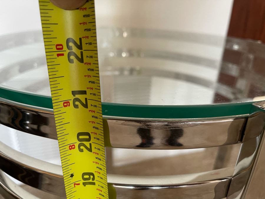 Modern Chrome Occasional Table With Glass Top 17W X 21H [Photo 6]