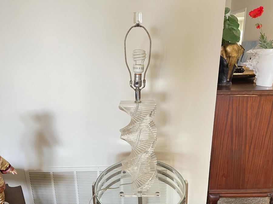Modernist Spiral Lucite Table Lamp Without Shade 30H [Photo 8]