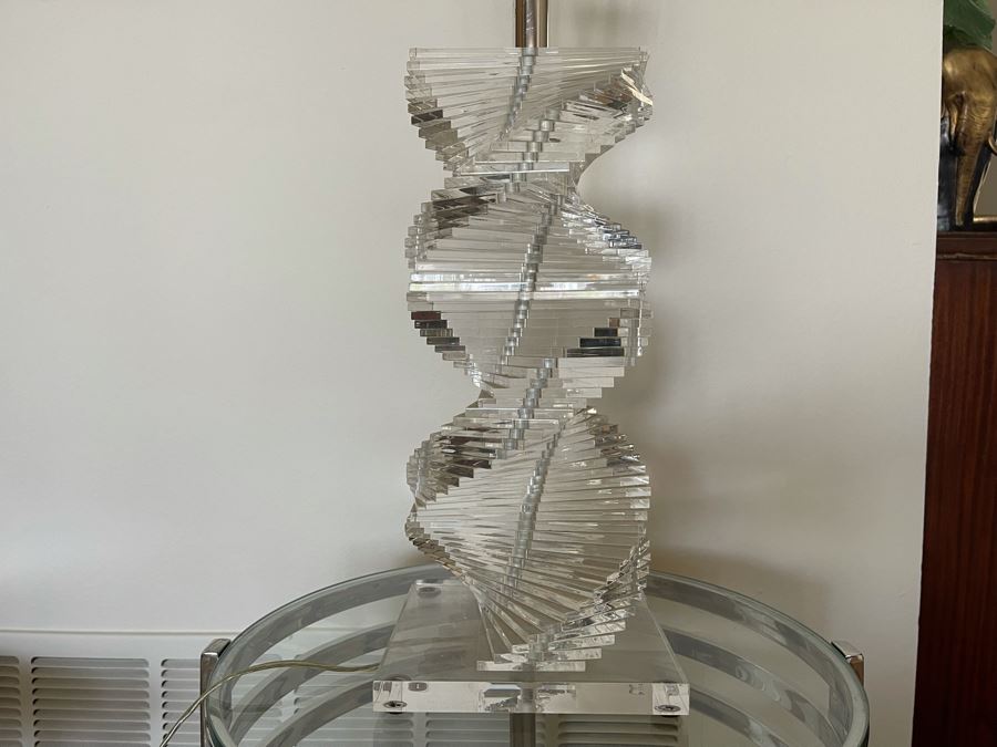 Modernist Spiral Lucite Table Lamp Without Shade 30H [Photo 2]