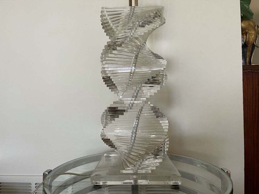 Modernist Spiral Lucite Table Lamp Without Shade 30H [Photo 1]