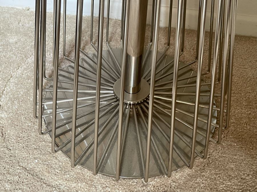 Modernist Metal Occasional Table With Glass Top 18W X 25H [Photo 6]