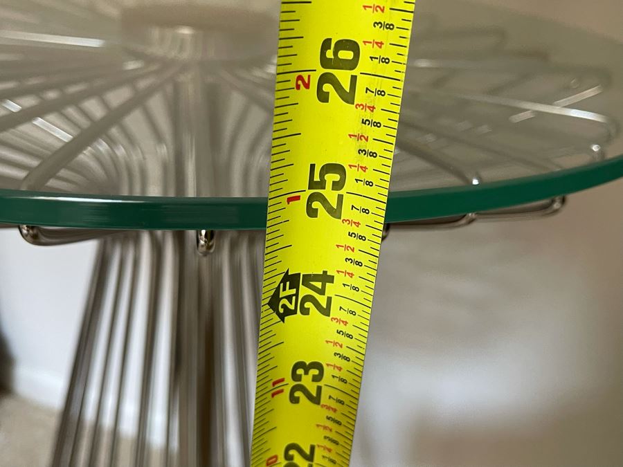 Modernist Metal Occasional Table With Glass Top 18W X 25H [Photo 8]