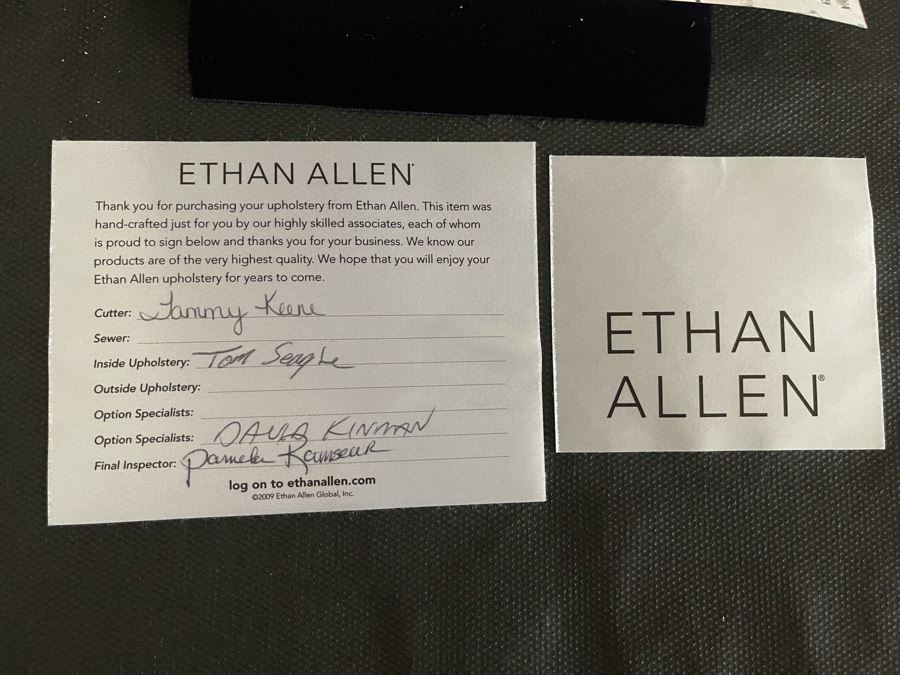 Ethan Allen Modern Stool With Brass Nail Heads 20W [Photo 4]