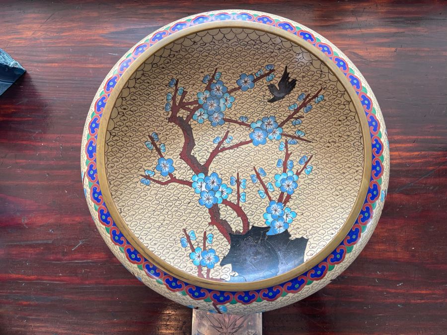 Chinese Cloisonne Bowl With Stand 9.5W X 3H [Photo 4]