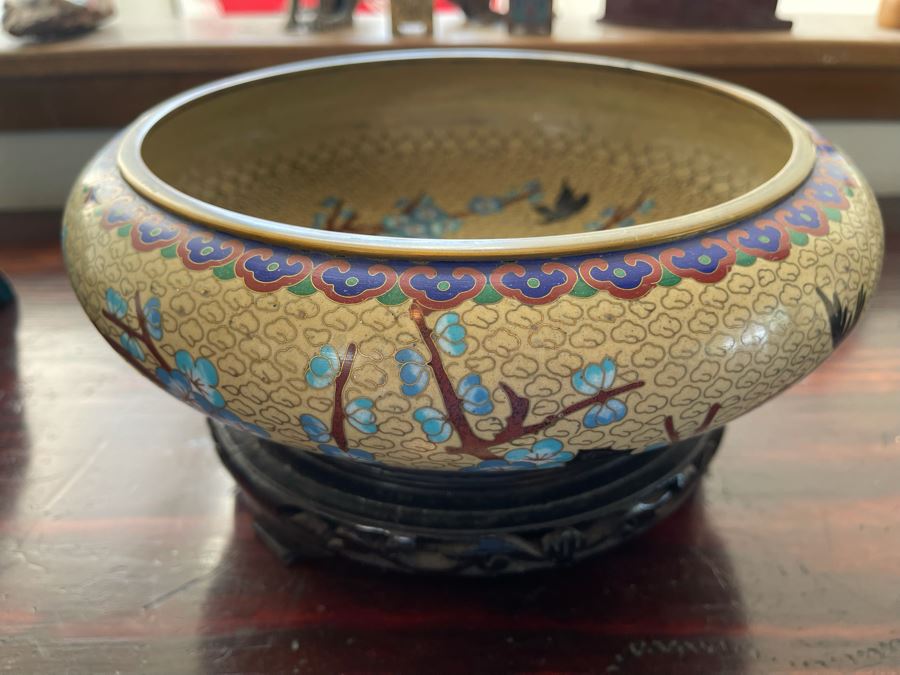 Chinese Cloisonne Bowl With Stand 9.5W X 3H [Photo 3]