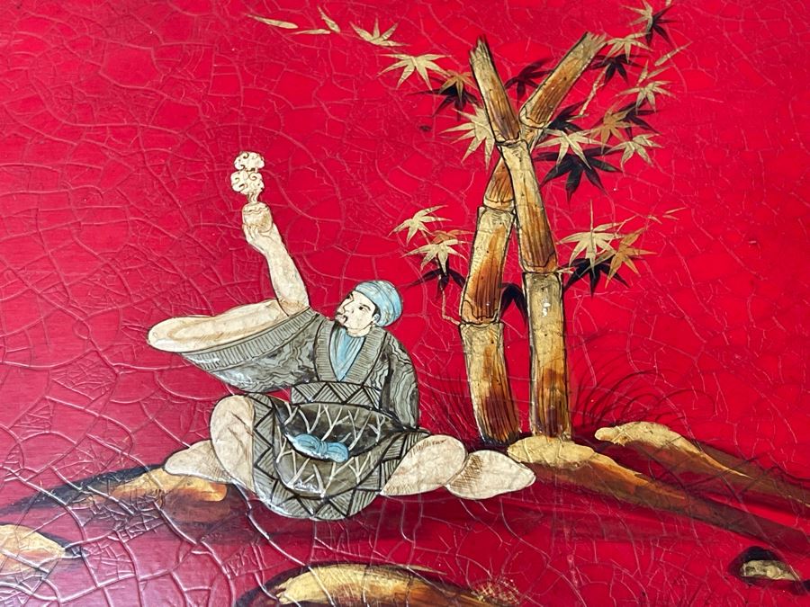 Theodore Alexander Chinoiserie Red Cabinet Chest Of Drawers Buffet Sideboard 52W X 18D X 37.5H [Photo 7]