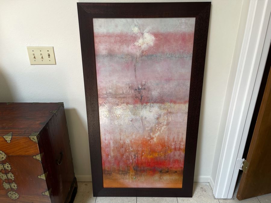 Abstract Floral Print Framed 30 X 54