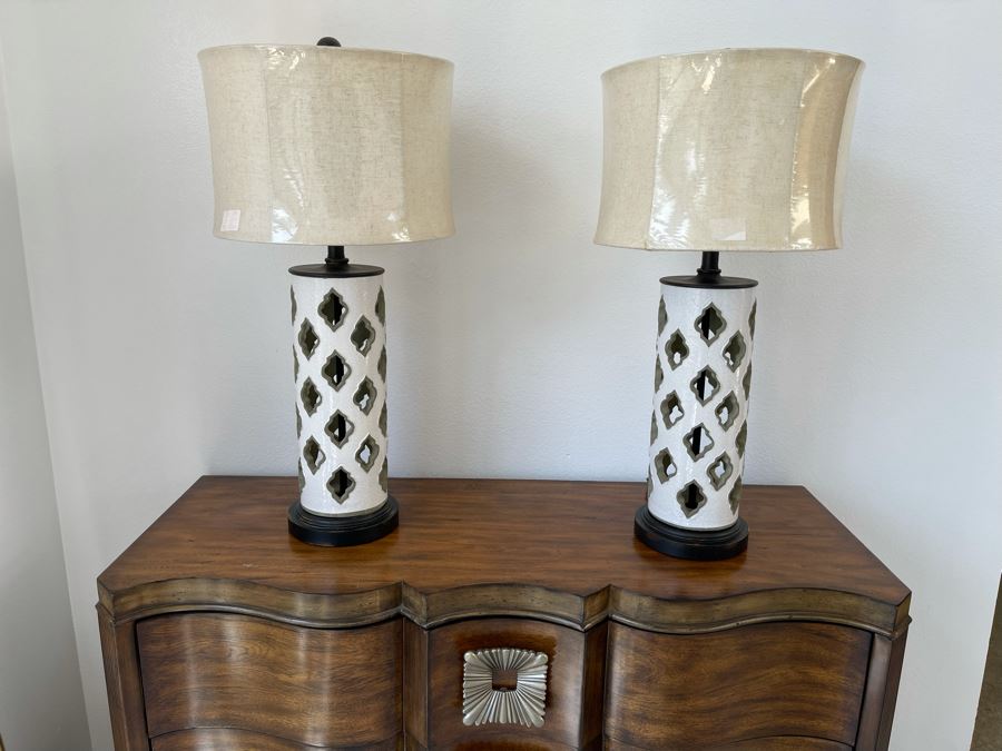 Pair Of Ethan Allen Modern Ceramic Table Lamps 29.5H [Photo 2]
