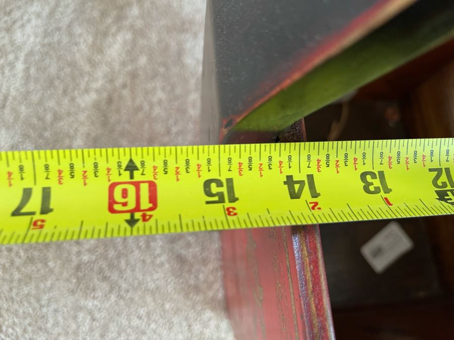 Vintage Wooden Chinese Hand Painted Red Rice Bucket 15W X 13D X 21H Retails $238 [Photo 13]