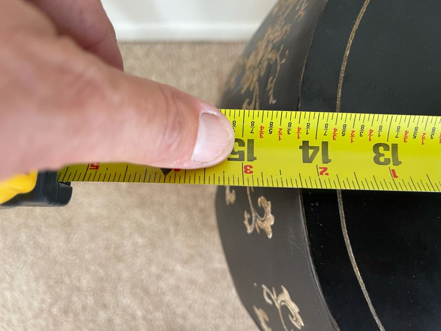 Carved Wooden Chinese Black Stool With Bird Motif 15W X 19H [Photo 6]