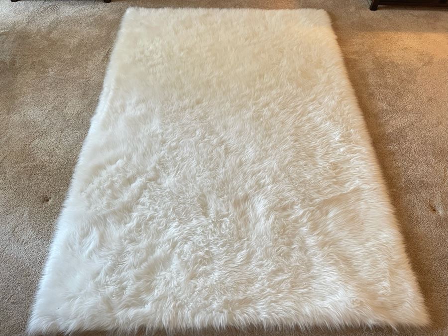 DANSO Collection Ivory Shag Rug 5' X 7'6'
