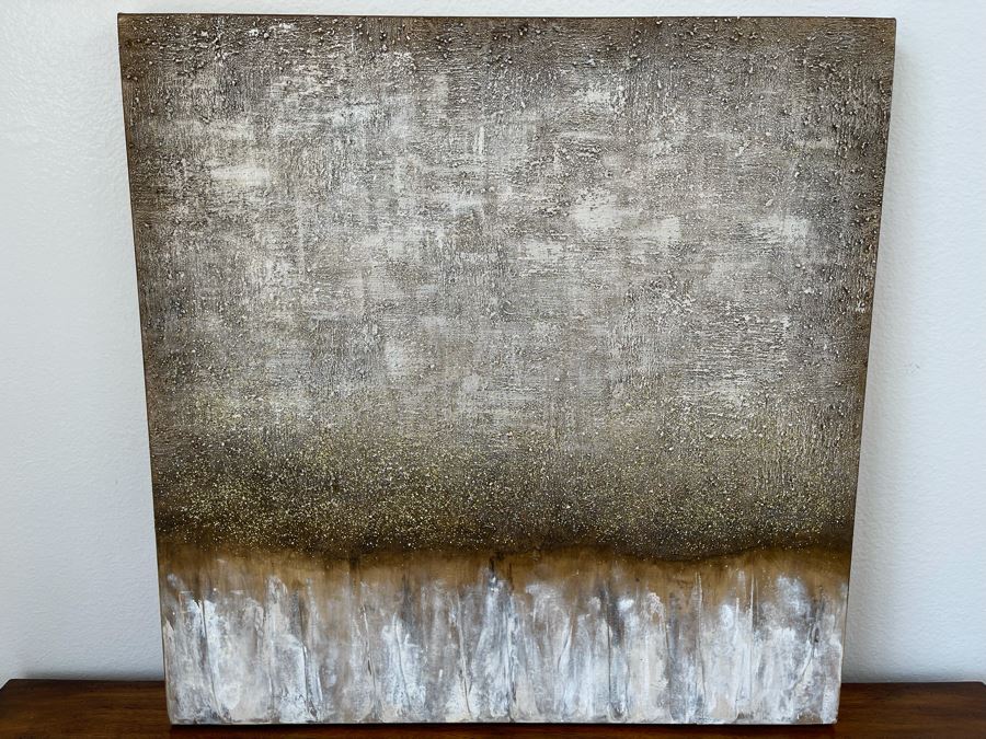 Living Spaces Golden Abstract Canvas Print 30 X 30 Retails $275 [Photo 2]