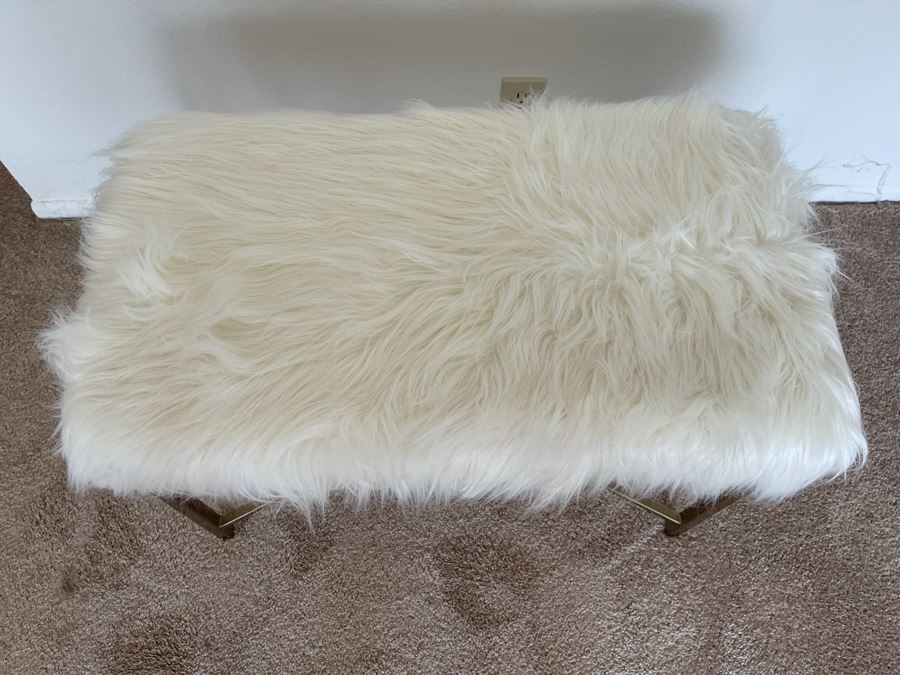 Modern Faux Fur Metal Base Bench 32W X 18.5D X 20H [Photo 4]
