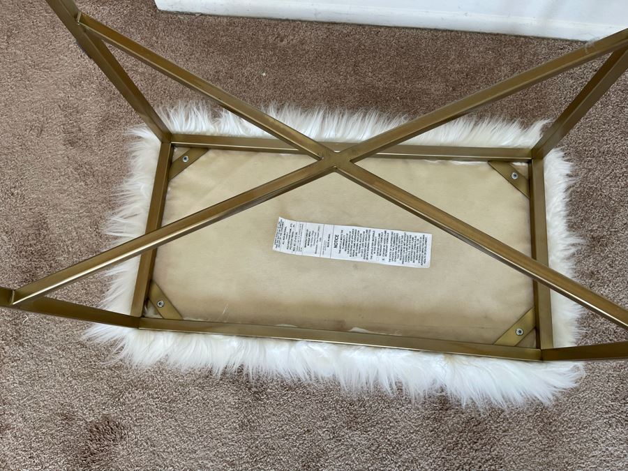 Modern Faux Fur Metal Base Bench 32W X 18.5D X 20H [Photo 5]