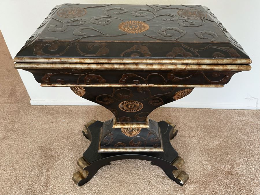 Hinged Top Pedestal Cabinet Table Retails $1,047 [Photo 2]