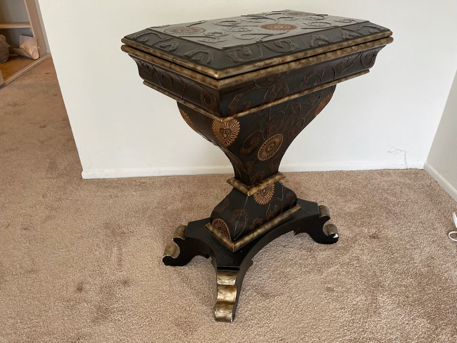 Hinged Top Pedestal Cabinet Table Retails $1,047 [Photo 4]