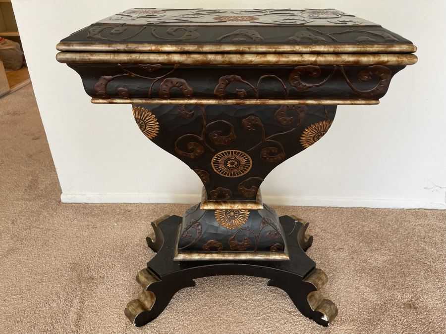 Hinged Top Pedestal Cabinet Table Retails $1,047 [Photo 3]